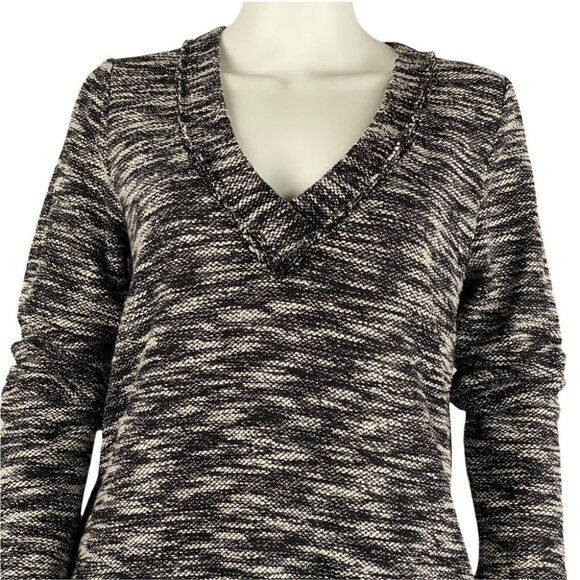 14th & UNION Black & White V-Neck Knit Tunic Top M - Picture 2 of 11